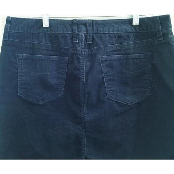 L.L Bean Navy Blue Pinwale Corduroy Utilty Knee Skirt Cotton Stretch 5 Pocket 14 - Picture 7 of 10